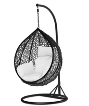 Load image into Gallery viewer, Black Swing Chair, White cushions - Hong Kong Rooftop Party