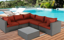Load image into Gallery viewer, L Shape Sofa Set, Red Cushions - Hong Kong Rooftop Party