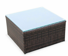 Load image into Gallery viewer, Corner Sofa Set, White Cushions, Brown Rattan - Hong Kong Rooftop Party