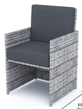 Load image into Gallery viewer, Patio Family 4 Chair Dining set, Grey cushions, Grey Rattan - Hong Kong Rooftop Party