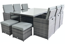 Load image into Gallery viewer, Patio Family 6 Chair Dining set, Grey cushions, Grey Rattan - Hong Kong Rooftop Party