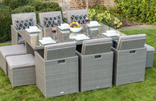 Load image into Gallery viewer, Patio Family 6 Chair Dining set, Grey cushions, Grey Rattan - Hong Kong Rooftop Party