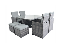 Load image into Gallery viewer, Patio Family 4 Chair Dining set, Light Grey cushions, Grey Rattan - Hong Kong Rooftop Party