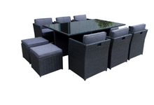 Load image into Gallery viewer, Patio Family 6 Chair Dining set, Grey cushions, Black Rattan - Hong Kong Rooftop Party