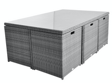 Load image into Gallery viewer, Patio Family 6 Chair Dining set, Grey cushions, Grey Rattan - Hong Kong Rooftop Party