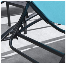 Load image into Gallery viewer, Aluminum Turquoise Sunbed Pair Set, with Table - Hong Kong Rooftop Party