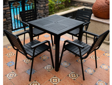 Load image into Gallery viewer, Aluminum Black Polywood Dining Set, 6 Chairs 120cm Table - Hong Kong Rooftop Party