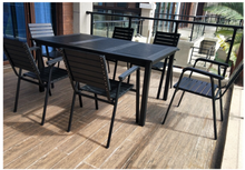 Load image into Gallery viewer, Aluminum Black Polywood Dining Set, 6 Chairs 120cm Table - Hong Kong Rooftop Party