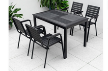 Load image into Gallery viewer, Aluminum Black Polywood Dining Set, 4 Chairs 120cm Table - Hong Kong Rooftop Party