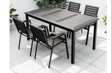 Load image into Gallery viewer, Aluminum Black Polywood Dining Set, 4 Chairs 160cm Table - Hong Kong Rooftop Party