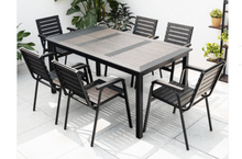 Load image into Gallery viewer, Aluminum Black Polywood Dining Set, 6 Chairs 160cm Table - Hong Kong Rooftop Party