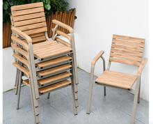 Load image into Gallery viewer, Aluminum Light Brown Polywood Dining Set, 4 Chairs 150cm Table - Hong Kong Rooftop Party