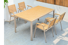 Load image into Gallery viewer, Aluminum Light Brown Polywood Dining Set, 4 Chairs 150cm Table - Hong Kong Rooftop Party