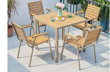 Load image into Gallery viewer, Aluminum Light Brown Polywood Dining Set, 4 Chairs 80cm Table - Hong Kong Rooftop Party