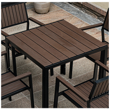 Load image into Gallery viewer, Aluminum Brown Polywood Dining Set, 4 Chairs 80cm Table - Hong Kong Rooftop Party