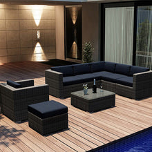 Load image into Gallery viewer, Super Family Sofa Set, Black or Brown Rattan - Hong Kong Rooftop Party