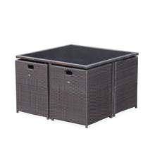 Load image into Gallery viewer, Patio Family 4 Chair Dining set, White cushions, Brown Rattan - Hong Kong Rooftop Party