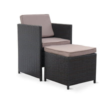 Load image into Gallery viewer, Patio Family 6 Chair Dining set, Grey cushions, Grey Rattan - Hong Kong Rooftop Party