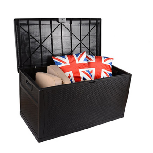 Outdoor Storage Box Rattan, Black - Hong Kong Rooftop Party