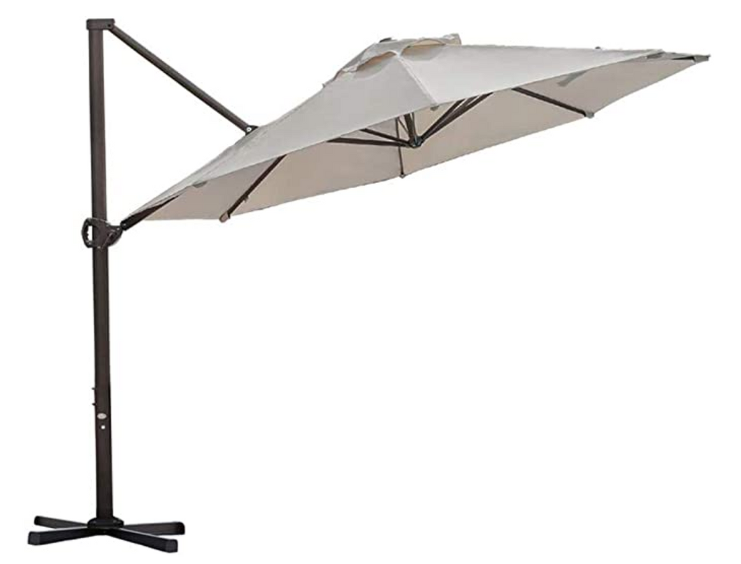 Resort Side-Pole Marble Base Umbrella, White - Hong Kong Rooftop Party