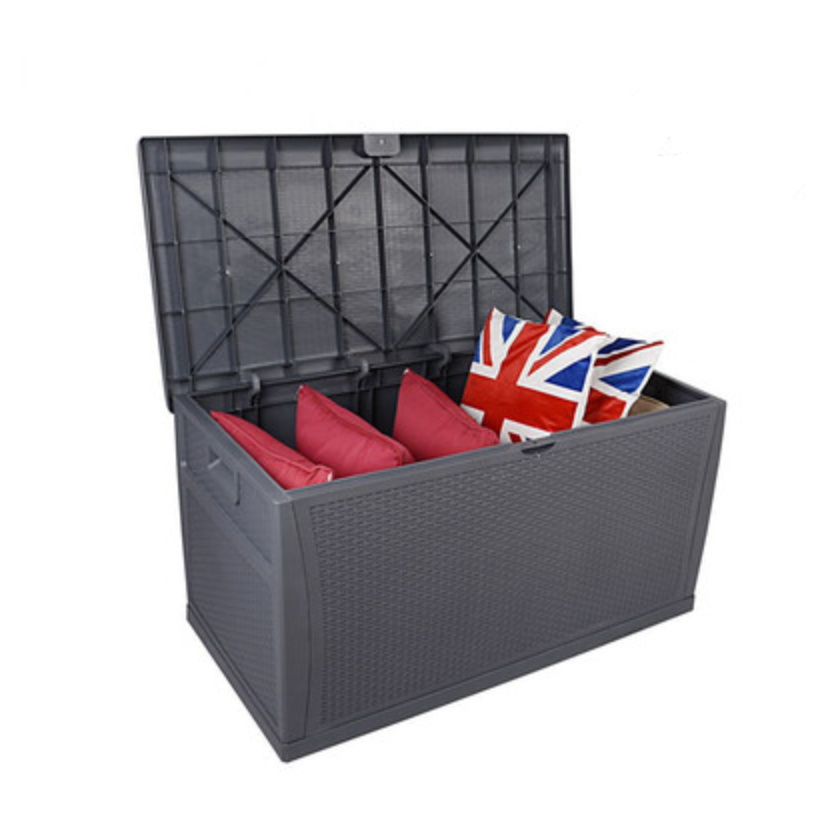 Outdoor Storage Box Rattan, Grey - Hong Kong Rooftop Party