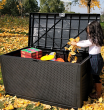 Load image into Gallery viewer, Outdoor Storage Box Rattan, Black - Hong Kong Rooftop Party
