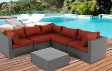 Load image into Gallery viewer, L Shape Sofa Set, Red Cushions - Hong Kong Rooftop Party
