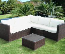 Load image into Gallery viewer, Corner Sofa Set, White Cushions, Black Rattan - Hong Kong Rooftop Party
