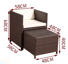 Load image into Gallery viewer, Patio Family 6 Chair Dining set, White cushions, Brown Rattan - Hong Kong Rooftop Party
