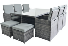 Load image into Gallery viewer, Patio Family 6 Chair Dining set, Grey cushions, Grey Rattan - Hong Kong Rooftop Party
