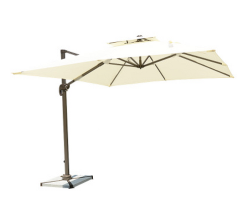 Resort Side-Pole Marble Base Umbrella, White - Hong Kong Rooftop Party