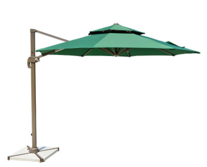 Resort Side-Pole Marble Base Umbrella, Green - Hong Kong Rooftop Party