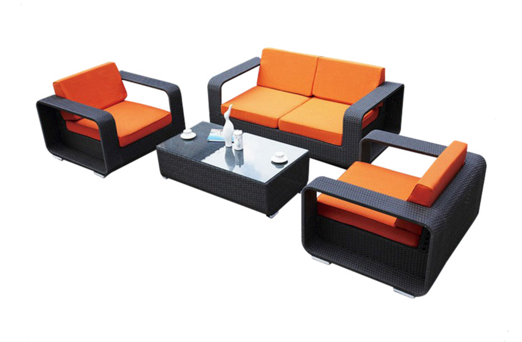 Stanley Lounge Sofa Set, Orange Cushions - Hong Kong Rooftop Party