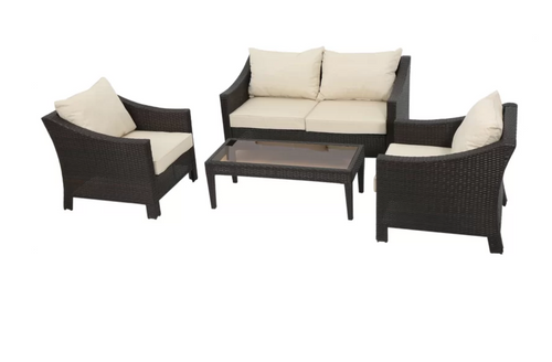 Chiangmai Sofa Set, Beige Cushions - Hong Kong Rooftop Party