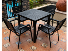 Load image into Gallery viewer, Aluminum Black Polywood Dining Set, 6 Chairs 160cm Table - Hong Kong Rooftop Party
