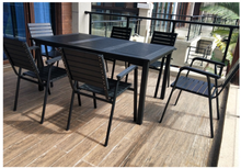 Load image into Gallery viewer, Aluminum Black Polywood Dining Set, 6 Chairs 160cm Table - Hong Kong Rooftop Party
