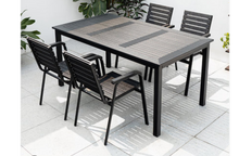 Load image into Gallery viewer, Aluminum Black Polywood Dining Set, 4 Chairs 160cm Table - Hong Kong Rooftop Party
