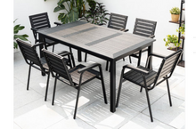 Load image into Gallery viewer, Aluminum Black Polywood Dining Set, 6 Chairs 160cm Table - Hong Kong Rooftop Party
