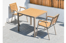 Load image into Gallery viewer, Aluminum Light Brown Polywood Dining Set, 4 Chairs 80cm Table - Hong Kong Rooftop Party
